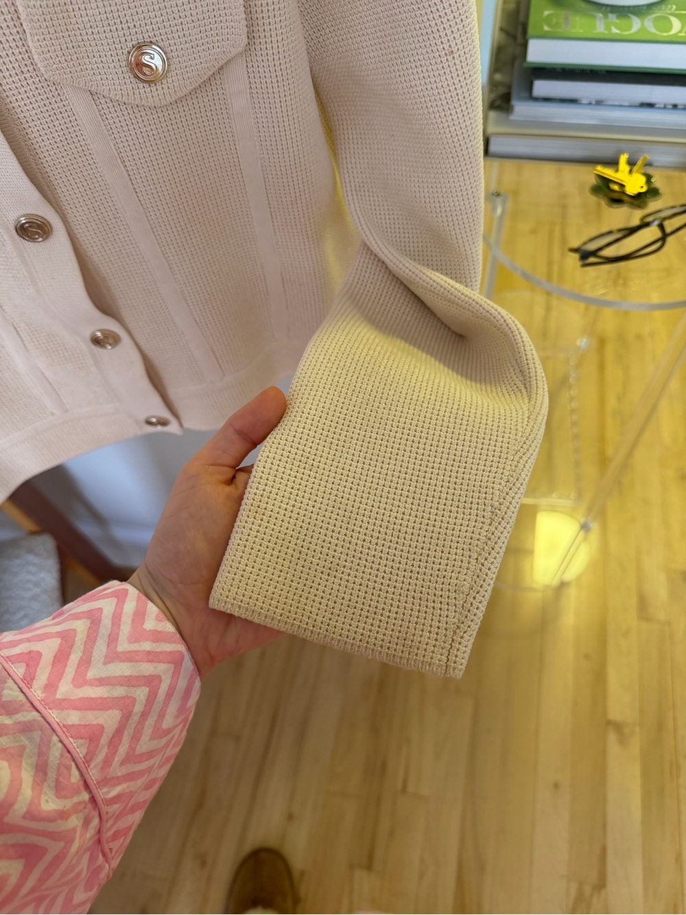 Sandro Cream Scalloped Collar Cropped Jacket - Picture 7 of 8